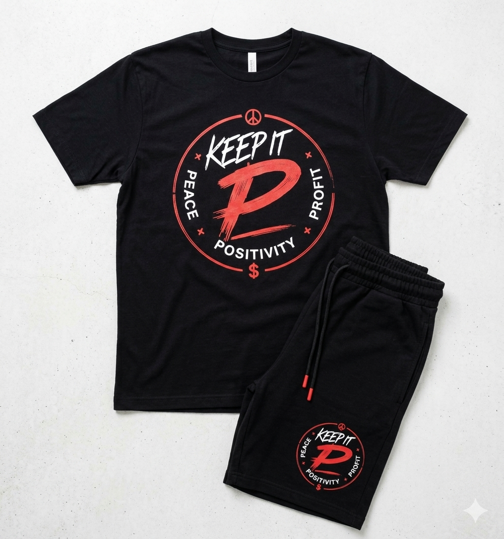 Black Keep it P Short Set